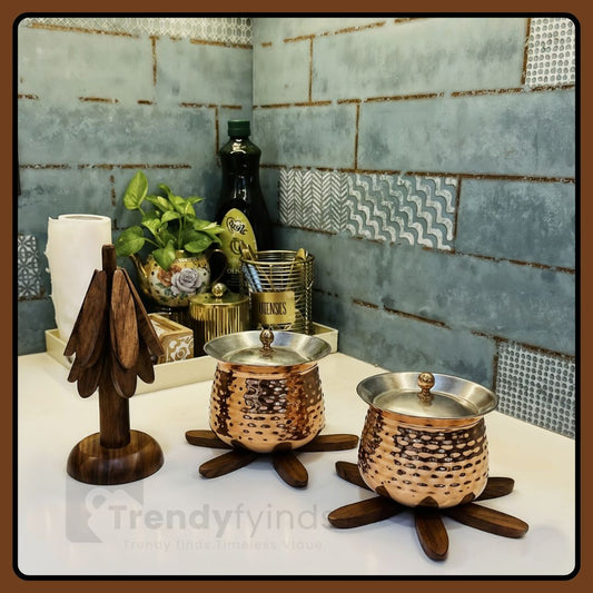 Premium Tree Shape Wooden Trivet Set (Set of 4) by Trendyfyinds™