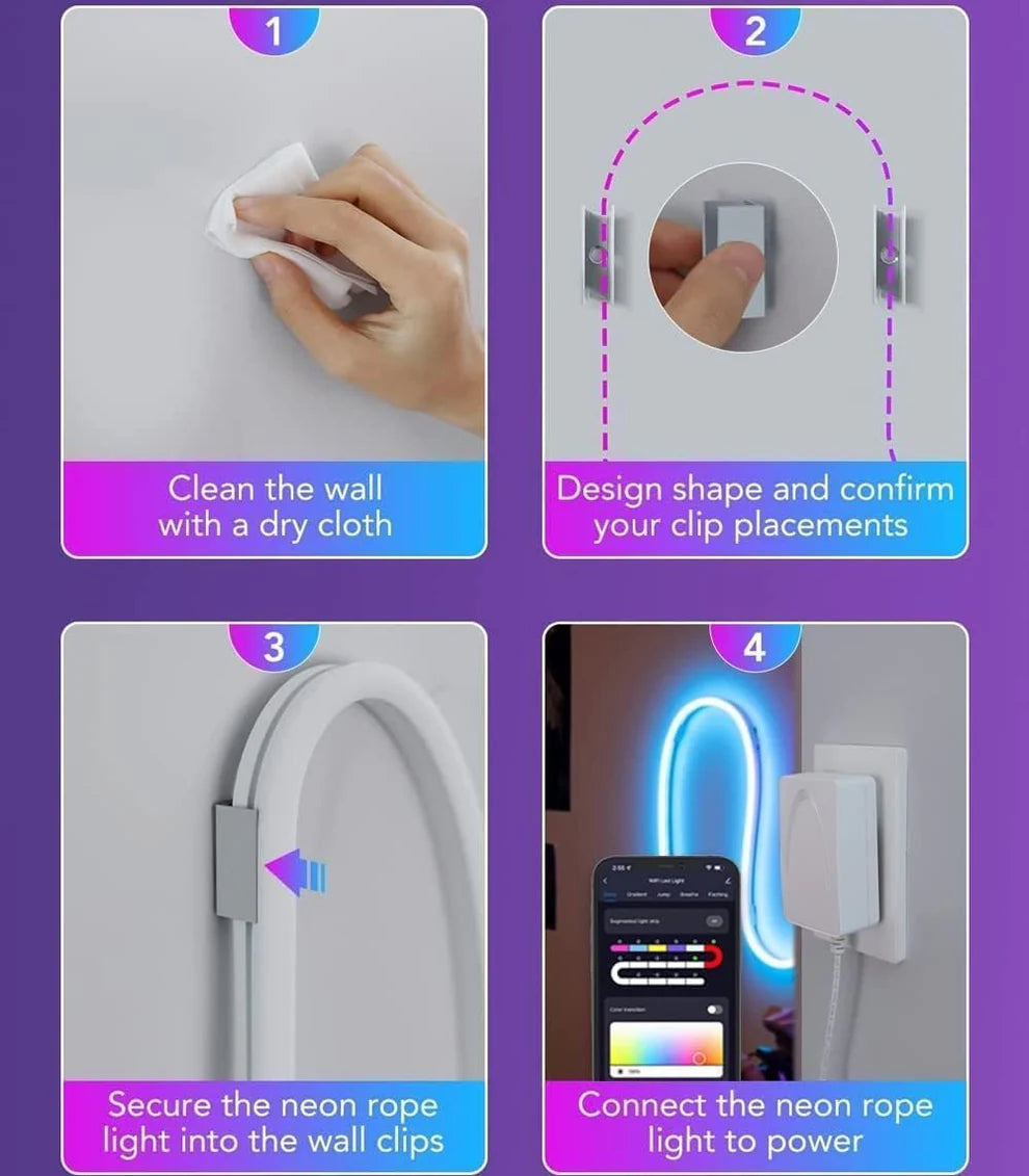 NeonGlow Smart Rope Strip Light with Music Syncing (5 Meters) by Trendyfyinds™